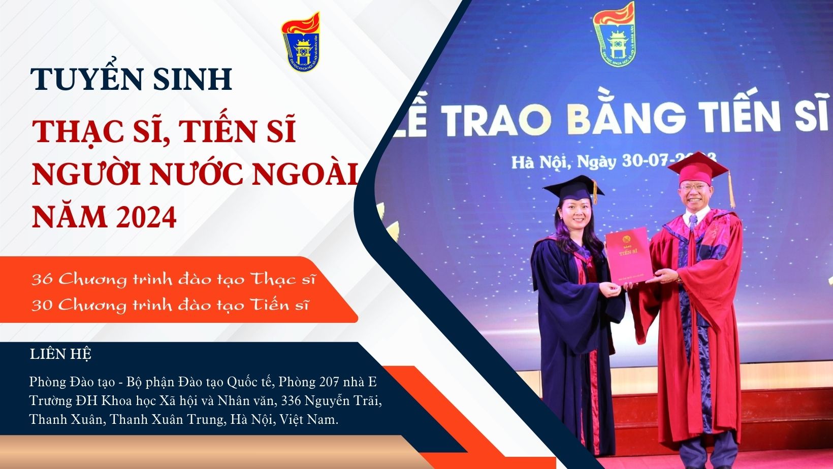 Thông báo Tuyển sinh thạc sĩ, tiến sĩ người nước ngoài năm 2024